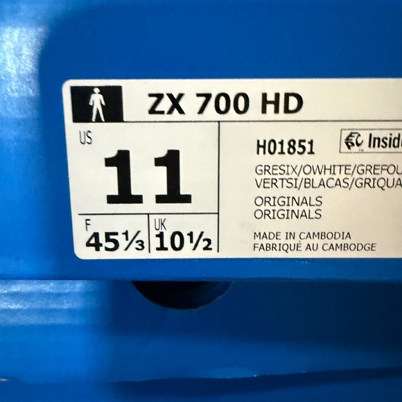 Adidas ZX 700 HD Mens Grey Six Off White Sneakers H01851 Size 11 NEW - Picture 2 of 8